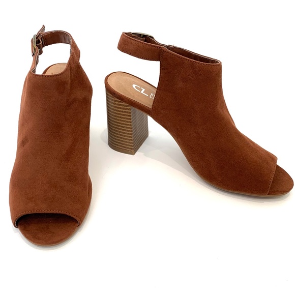 Chinese Laundry Bestie Open Toe Brown Suede Booties - Picture 2 of 10